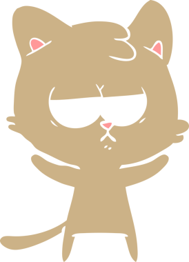 Sıkıcı düz renkli çizgi film kedisi bir insan tarafından çizildi