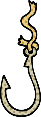 Bir insan tarafından çizilmiş karikatür tarzı balık kancası.