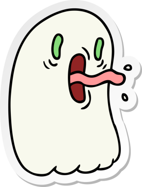 Bir insan tarafından çizilmiş kawai korkunç hayaletinin serbest sticker karikatürü.
