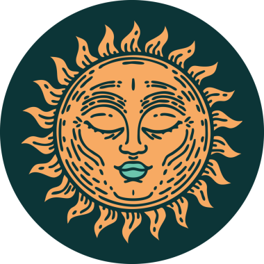 Bir insan tarafından çizilmiş bir güneşin ikonik dövme şekli