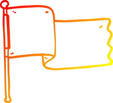 Bir insan tarafından çizilen beyaz bayrağın sıcak çizgi çizimi