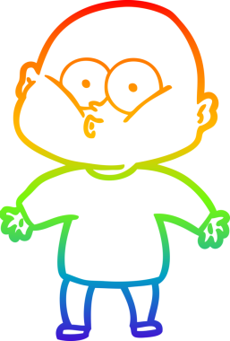 Gökkuşağı gradyan çizgi çizimi bir insan tarafından çizilmiş kel bir adamın çizimi