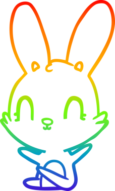 Gökkuşağı gradyan çizgisi. Bir insan tarafından çizilmiş şirin bir tavşan çizimi.