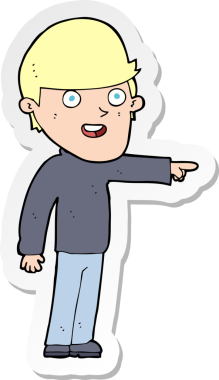 Bir insan tarafından çizilmiş çizgi film karakterinin çıkartması.