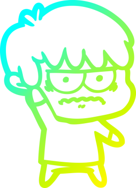 Bir insan tarafından çizilmiş soğuk gradyan çizgi film karakteri.