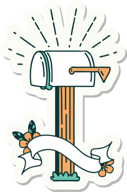 Bir insan tarafından çizilmiş dövme stili kapalı posta kutusu etiketi