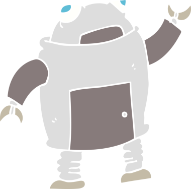 Bir insan tarafından çizilmiş robotun düz renk çizimi