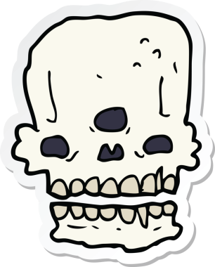 Bir insan tarafından çizilmiş ürkütücü bir karikatür çıkartması.