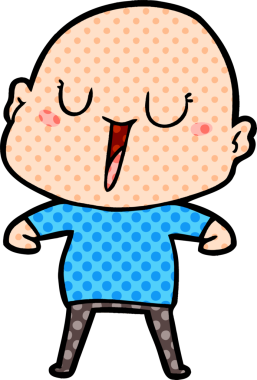 Bir insan tarafından çizilmiş mutlu, kel adam.