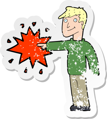 Bir insan tarafından çizilmiş bir çizgi filmin gerilimli çıkartması.