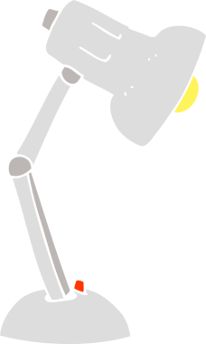 Bir insan tarafından çizilen düz renkli masa lambası çizimi