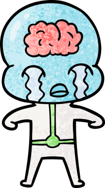 Bir insan tarafından çizilmiş koca beyinli bir uzaylı ağlaması.