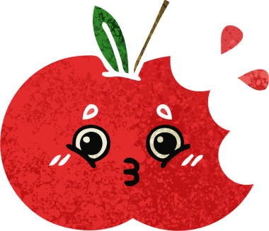 Bir insan tarafından çizilmiş kırmızı elmanın retro çizim tarzı karikatürü