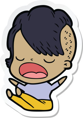 Bir insan tarafından çizilmiş havalı bir hippi kızın karikatür çıkartması.