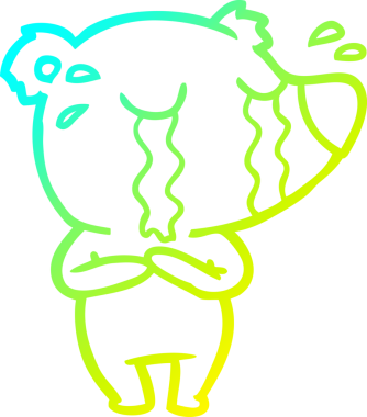 Bir insan tarafından çizilmiş ağlayan kutup ayısının soğuk çizgi çizimi.