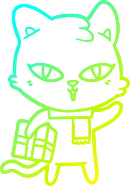 Bir insan tarafından çizilmiş bir karikatür kedisi çizimi.