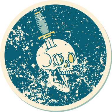 Bir insan tarafından çizilmiş bir kafatasının sembolik dövmeli görüntüsü.