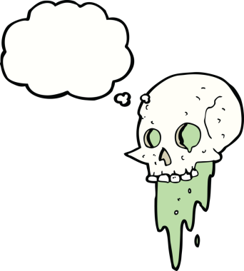 Bir insan tarafından çizilmiş iğrenç cadılar bayramı kafatası karikatürü.