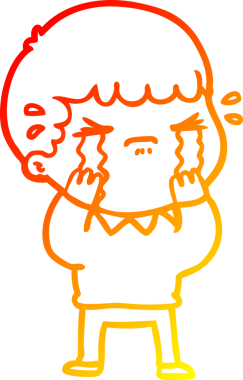 Bir insan tarafından çizilmiş ağlayan bir çizgi film karakteri çizimi.