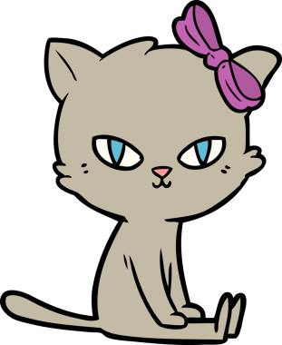 Bir insan tarafından çizilmiş sevimli çizgi film kedisi.