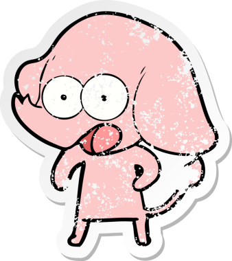 Bir insan tarafından çizilmiş şirin bir filin sıkıntılı çıkartması