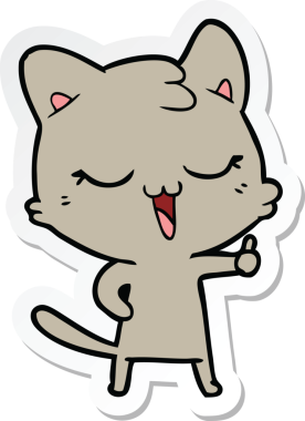 Bir insan tarafından çizilmiş çizgi film kedisinin çıkartması.