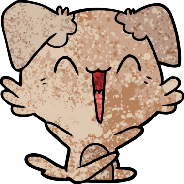 Bir insan tarafından çizilmiş küçük mutlu köpek çizgi filmi.