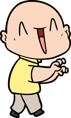 Bir insan tarafından çizilmiş mutlu, kel adam.