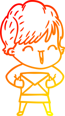 Bir insan tarafından çizilmiş gülen bir karikatür çizimi.