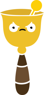 Bir insan tarafından çizilmiş okul çanının düz renkli retro karikatürü