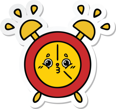 Bir insan tarafından çizilmiş şirin bir çizgi film çalar saatinin çıkartması.