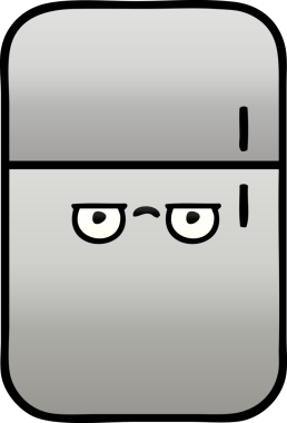 Bir insan tarafından çizilmiş bir buzdolabının gölgelenmiş karikatürü.