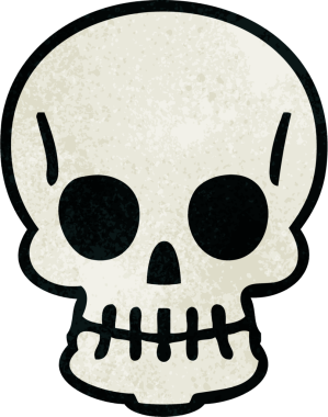 Bir insan tarafından çizilmiş tuhaf bir kafatası.