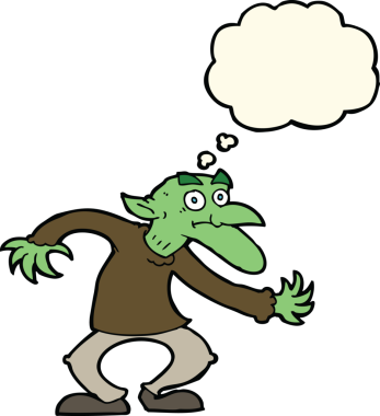 Bir insan tarafından çizilmiş düşünce baloncuklu çizgi film cini.