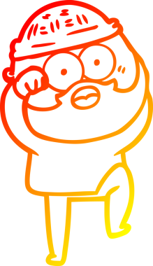 Bir çizgi film karakteri, bir insan tarafından çizilmiş sakallı bir adamı şaşırttı.