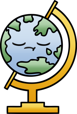 Bir insan tarafından çizilmiş dünyanın gölgeli bir karikatürü.