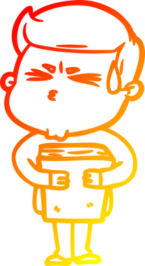 Bir insan tarafından çizilmiş terleyen bir çizgi film karakterinin sıcak çizgi çizimi.