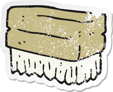 Bir insanın çizdiği fırça fırçasının gerilimli retro yapıştırması.