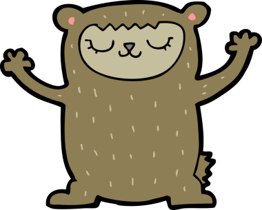 Bir insan tarafından çizilmiş sevimli çizgi film ayısı.