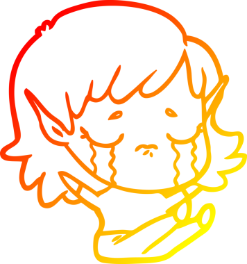 Bir insan tarafından çizilmiş, ağlayan bir elf kızı çizimi.