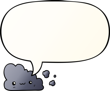 Tatlı çizgi film bulutu, konuşma baloncuğu, bir insan tarafından çizilmiş düzgün bir gradyan stil.