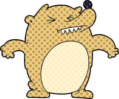 Bir insan tarafından çizilmiş çizgi film ayısı.