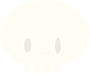 Bir insan tarafından çizilmiş düz renkli çizgi film kafatası