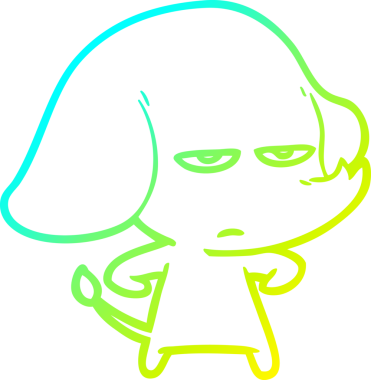 Bir insan tarafından çizilmiş soğuk bir çizgi film filinin çizimi.