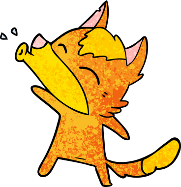 Bir insan tarafından çizilmiş tilki çizgi film karakteri