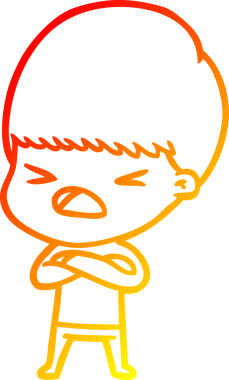 İnsan tarafından çizilmiş bir çizgi filmin sıcak gradyan çizimi.