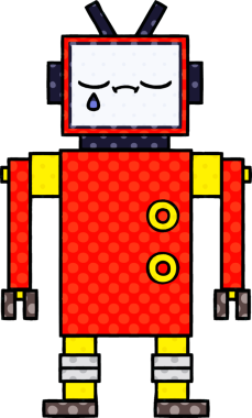 bir insan tarafından çizilmiş bir robotun çizgi roman tarzı