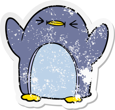 Bir insan tarafından çizilmiş karikatür pengueninin sıkıntılı çıkartması.