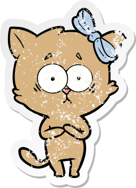 Bir insan tarafından çizilmiş karikatür bir kedinin sıkıntılı çıkartması.