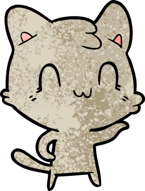 Bir insan tarafından çizilmiş mutlu bir kedi.